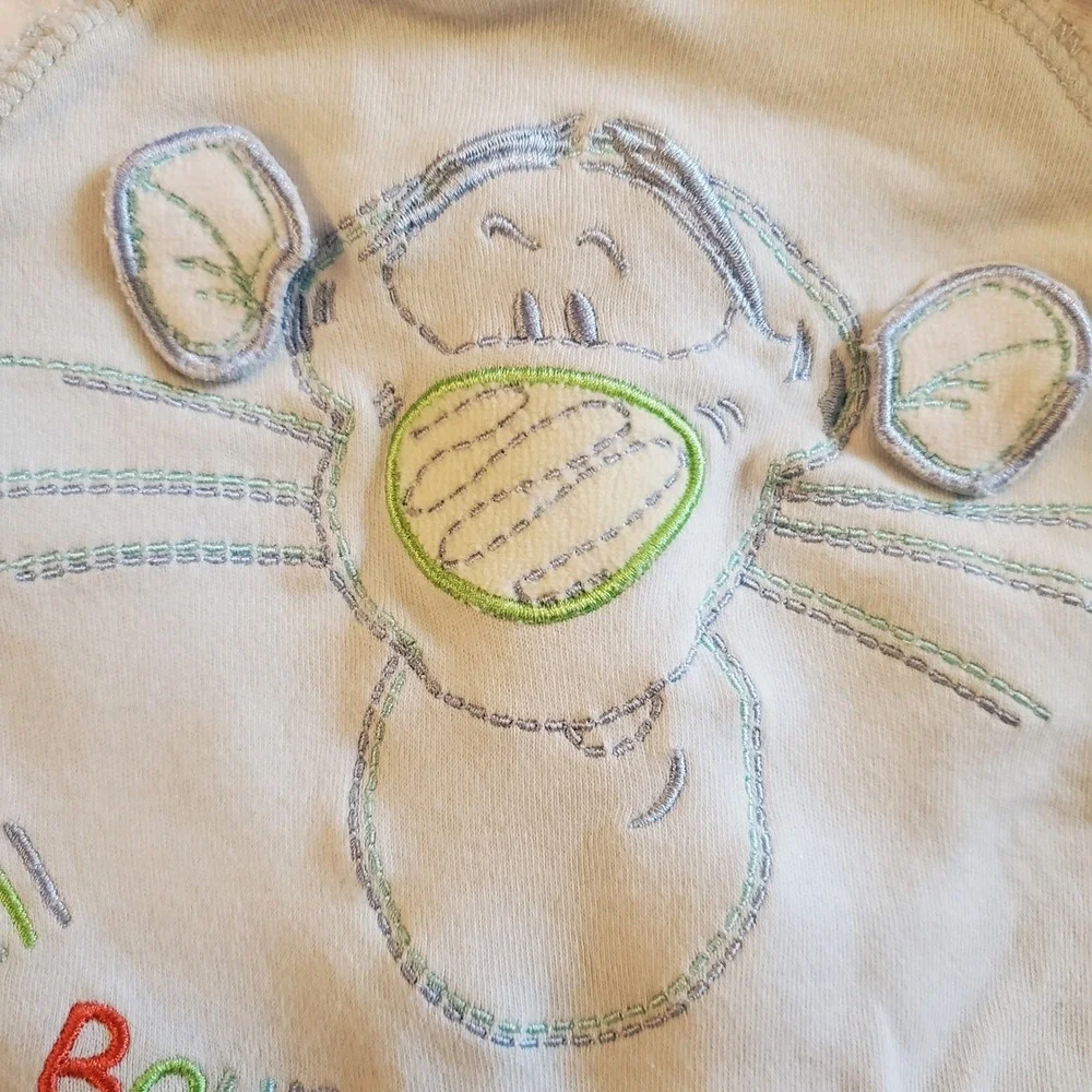 Vintage Disney Tigger Baby sleeper Hat Set 0-3 Months footed Blue Striped Cotton